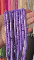 1 strand x 6mm Purple Polymer Clay Beads with Gold Shimmer