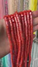 1 strand x 6mm Red Polymer Clay Beads with Silver Shimmer