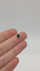 1 x Rhodium Plated Sapphire Blue Cubic Zirconia Teardrop Charm, 5x8mm