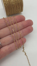 1 metre x Fine 18K Gold Plated Brass Cable Chain with Flat Oval Links (3698)