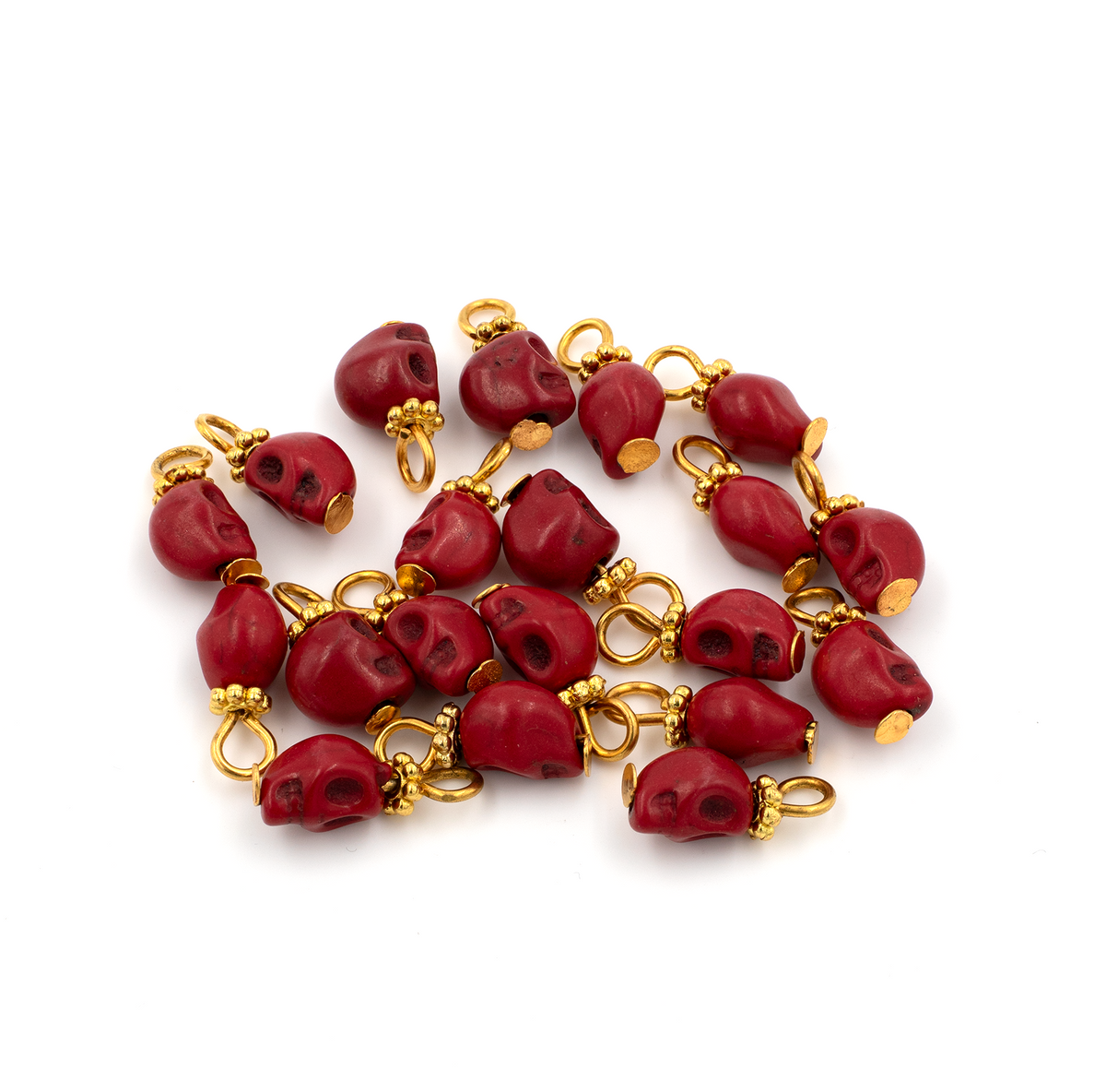 20 x Red Skull Charms, 15x6mm