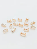12 x 6x12mm Rose Gold Plated Sew-on Brass Setting for Marquise Cut Stones (3981)