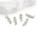 2 x Platinum Plated CZ Seahorse Charms, 16x6mm