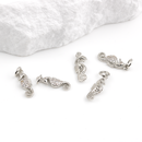 2 x Platinum Plated CZ Seahorse Charms, 16x6mm