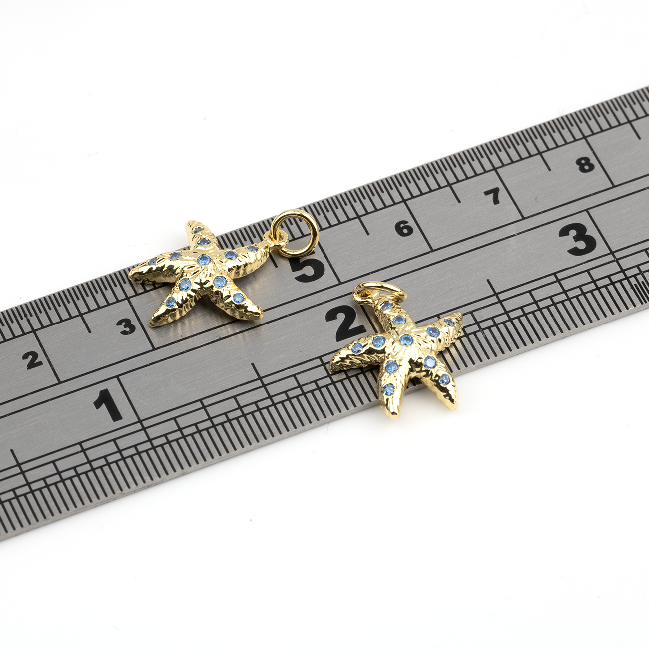 1 x 18K Gold Plated Starfish Charm with CZ, 17x15mm