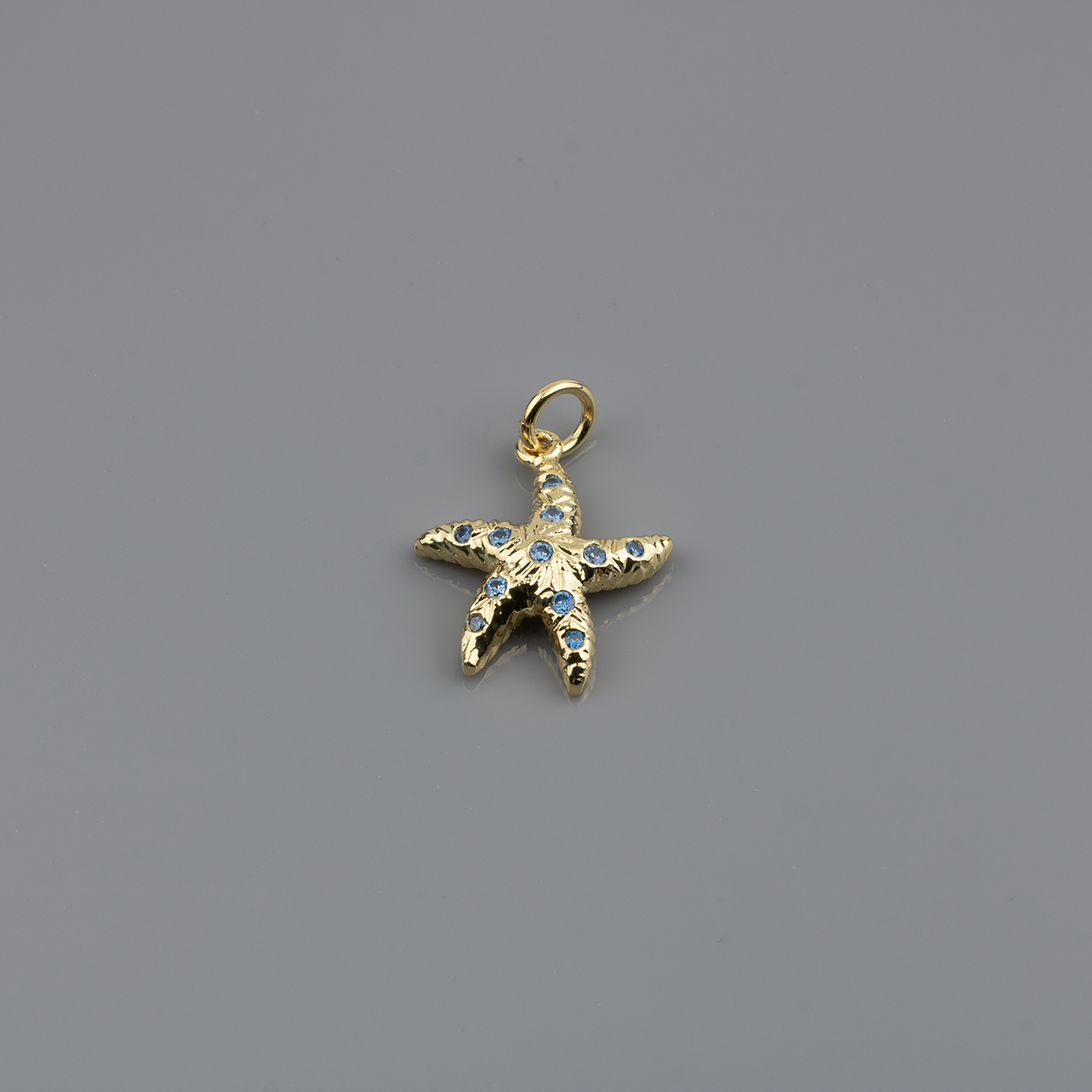 1 x 18K Gold Plated Starfish Charm with CZ, 17x15mm