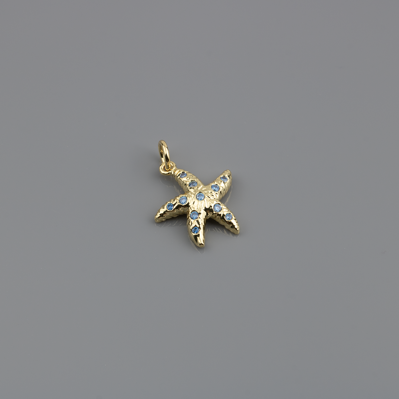 1 x 18K Gold Plated Starfish Charm with CZ, 17x15mm