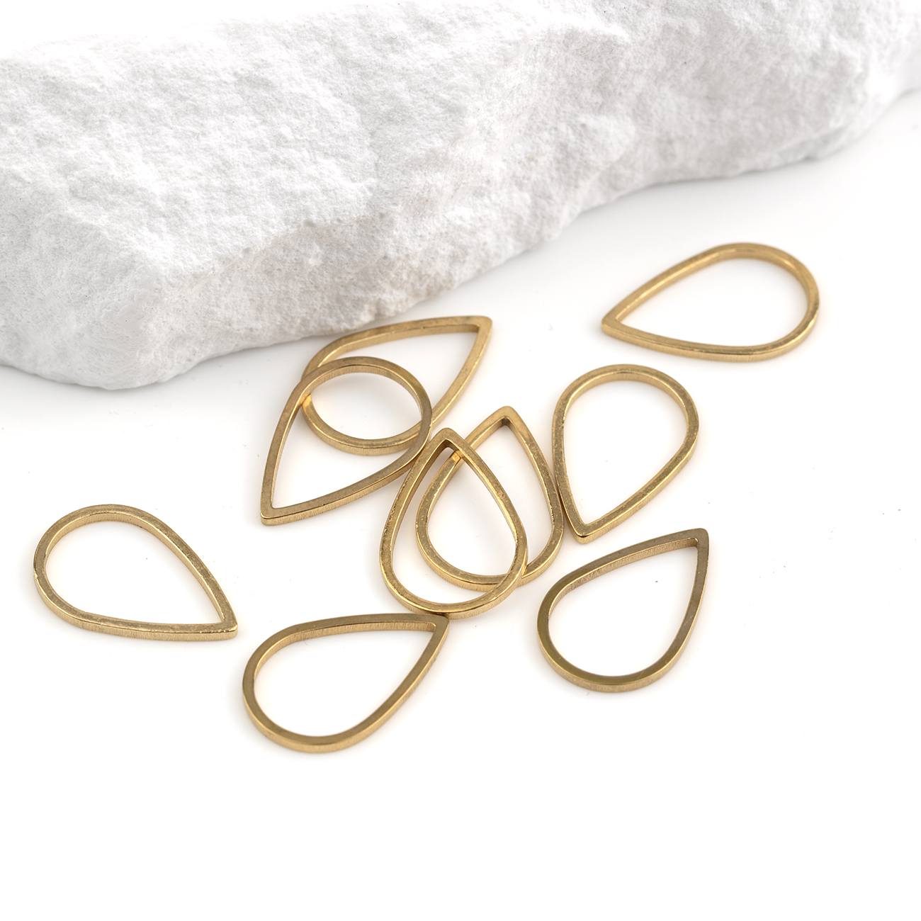 10 x 18K Gold Plated Steel Teardrop Links, 16x10mm