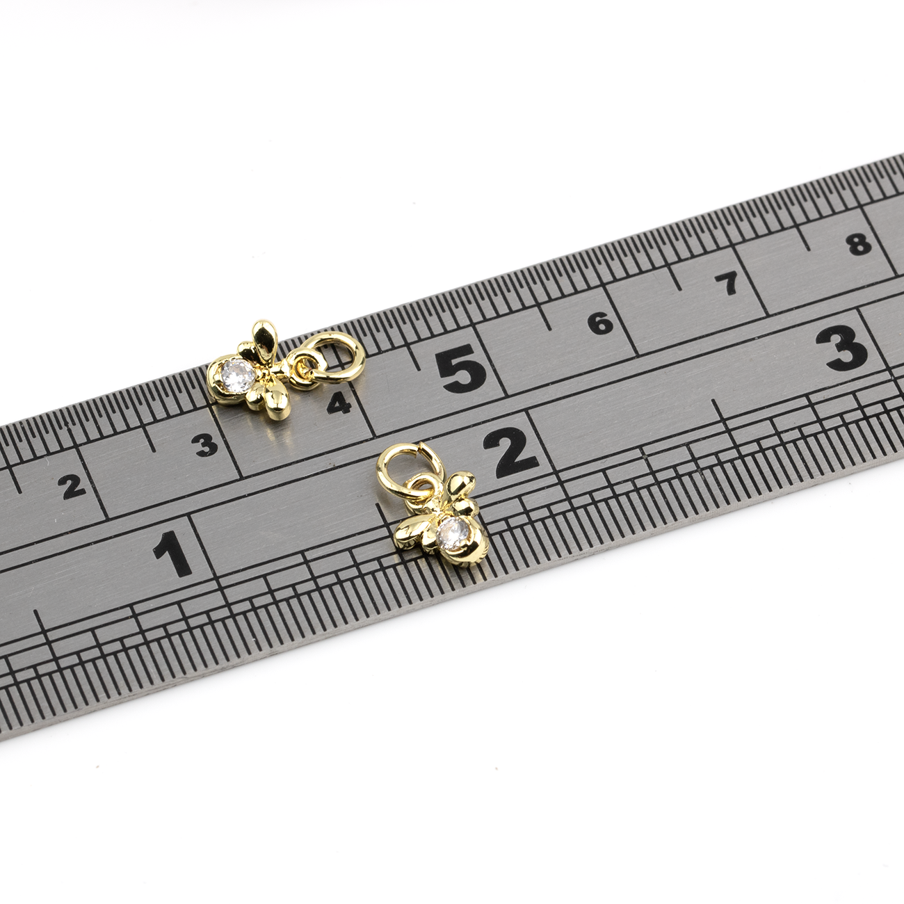 2 x Tiny 18K Gold Plated Bee Charms, 9x7mm