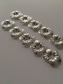 10 x Silver Plated Brass Flower Bead Caps, 21mm (D1)