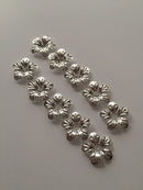 10 x Silver Plated Brass Flower Bead Caps, 21mm (D1)
