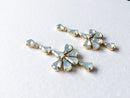 24 x 6x10mm Teardrop White Opal Rhinestones in Gold Tone Sew-on Setting (3621)