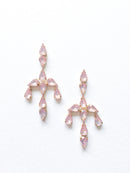 24 x 6x10mm Teardrop Pink Opal Rhinestones in Gold Tone Sew-on Setting (3620)