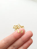 25 x Tiny Gold Textured Thin Leaf Charms, 4x7mm (0091)