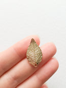 8 x Champagne Gold Tone Textured Leaf Pendants, 20x14mm