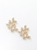 2 x Gold Leaf Branches with Diamante Rhinestone, 33x30mm (C5)