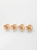 4 x Champagne Gold Flower Cabochons Flatback, 21x19mm (3525)