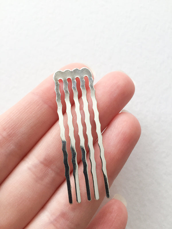 10 x Silver Plated Hair Combs, 15x50mm (0719)