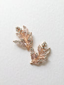 2 x Gold Rhinestone Leaf Branches, 32x24mm
