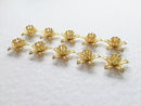 10 x Gold Tone Filigree Flower Bead Caps, 15mm
