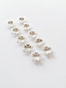 10 x Silver Plated Tiny Flower Bead Caps, 11mm (1528)