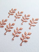 10 x Rose Gold Plated Laurel Leaf Branch Charms, 37x18mm (0703)