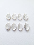 8 x Bright Silver Plated Textured Leaf Charms, 25x13mm (0697)