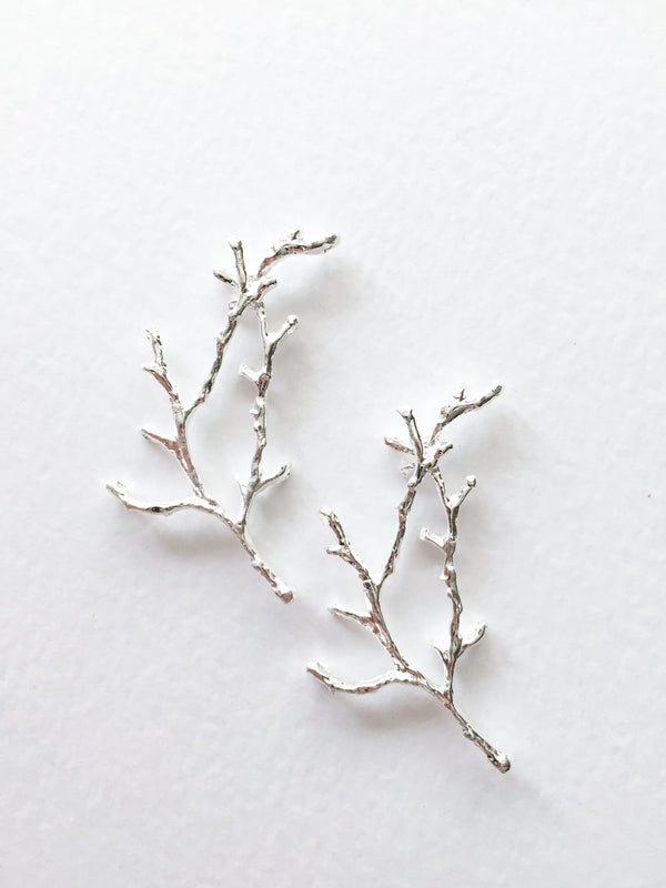 2 x Silver Plated Tree Branch Embellishment, 56x27mm (0655)