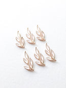 6 x Champagne Gold Willow Leaf Branch Embellishment, 27x10mm (0702)