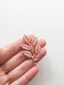 4 x Rose Gold Plated Rose Leaf Branch Charms, 50x32mm (C2)