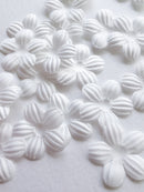 20 x White 3D Fabric Flowers, 35-37mm