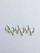 6 x Bright Silver Enamel Leaf Charms, 23x11mm (0703S)
