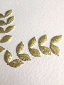 10 x Gold Metal Double Leaf Stampings, 27x15mm (3236)