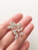 2 x Silver Leaf Branches with Diamante Rhinestone Crystal Tree Branch, 32x30mm (D5)