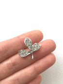 4 x Rhinestone Leaf Cabochons Embellishment, 21x24mm (D6)