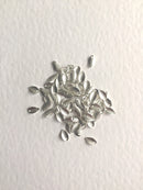 50 x Tiny Bright Silver Metal Leaf Charms, 4x7mm (0092)