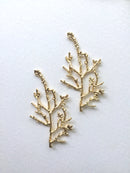 2 x Champagne Gold Tree Branch Embellishments, 15x37mm