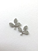 4 x Rhinestone Leaf Cabochons Embellishment, 21x24mm (D6)