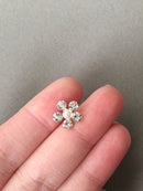 6 x Diamante Flower and Pearl Cabochon Embellishments, 11mm
