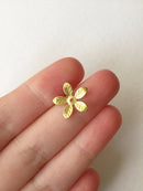 10 x Raw Brass 5 Petal Flower Bead Caps, 15mm