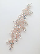 1 x Crystal Bridal Sash Applique, 21x6.4cm Gold/Silver/Rose Gold Base