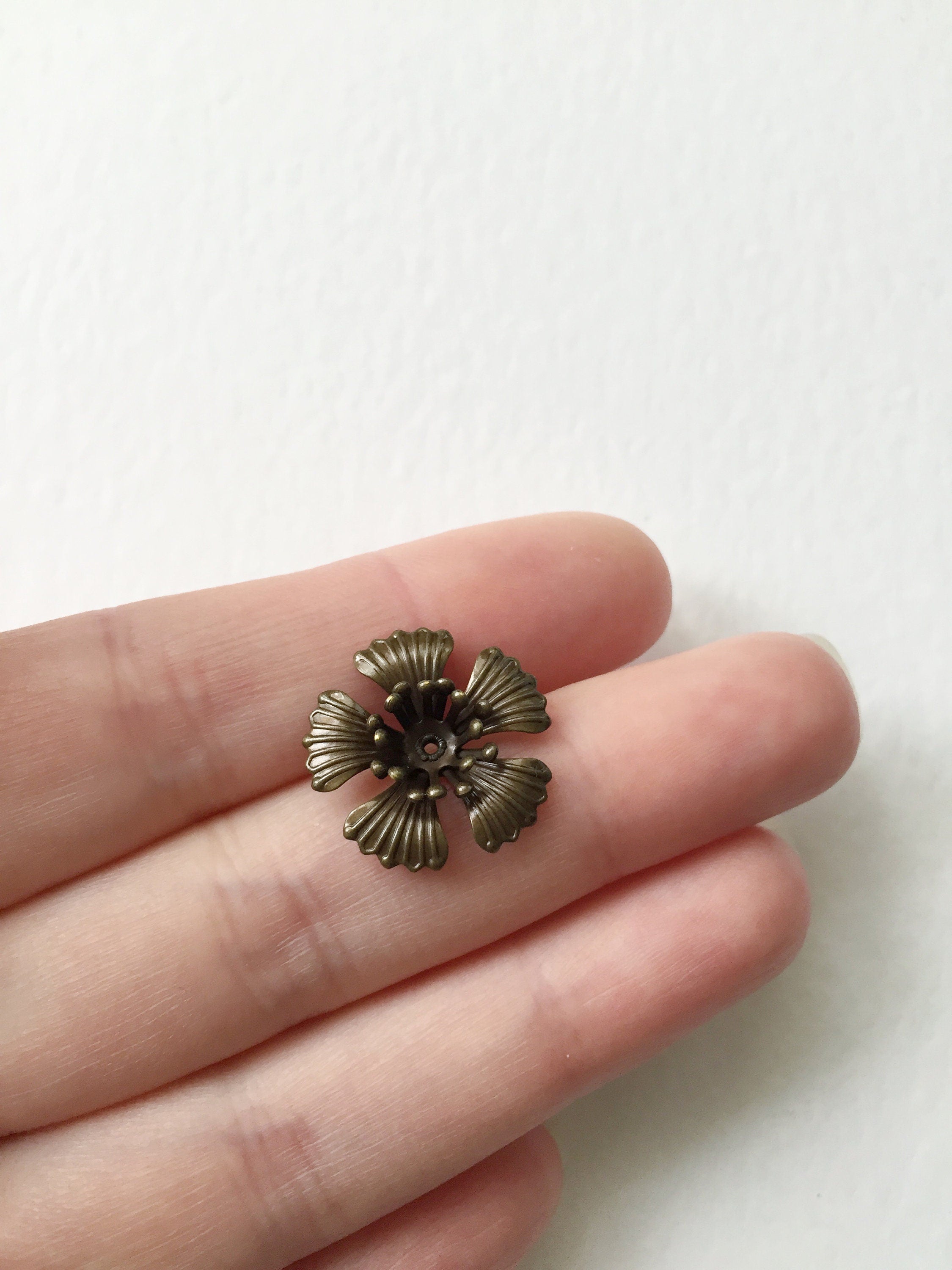 8 x 19mm Antique Bronze Flower Beads, 19mm