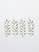 4 x Silver Laurel Leaf Stamping Leaf Embellishments