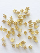 2 x Raw Brass Tiny 3D Flower Charms, 7.5x8.5mm (0237)