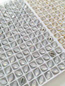 12 x Opal Glass Sew On Rhinestone Gold Claw, 4x8mm (1642, 1637)