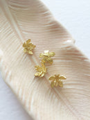 2 x Raw Brass Tiny 3D Flower Charms, 7.5x8.5mm (0237)