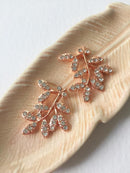 2 x Rose Gold Plated Crystal Tree Branch Embellishments, 33x30mm (C1)