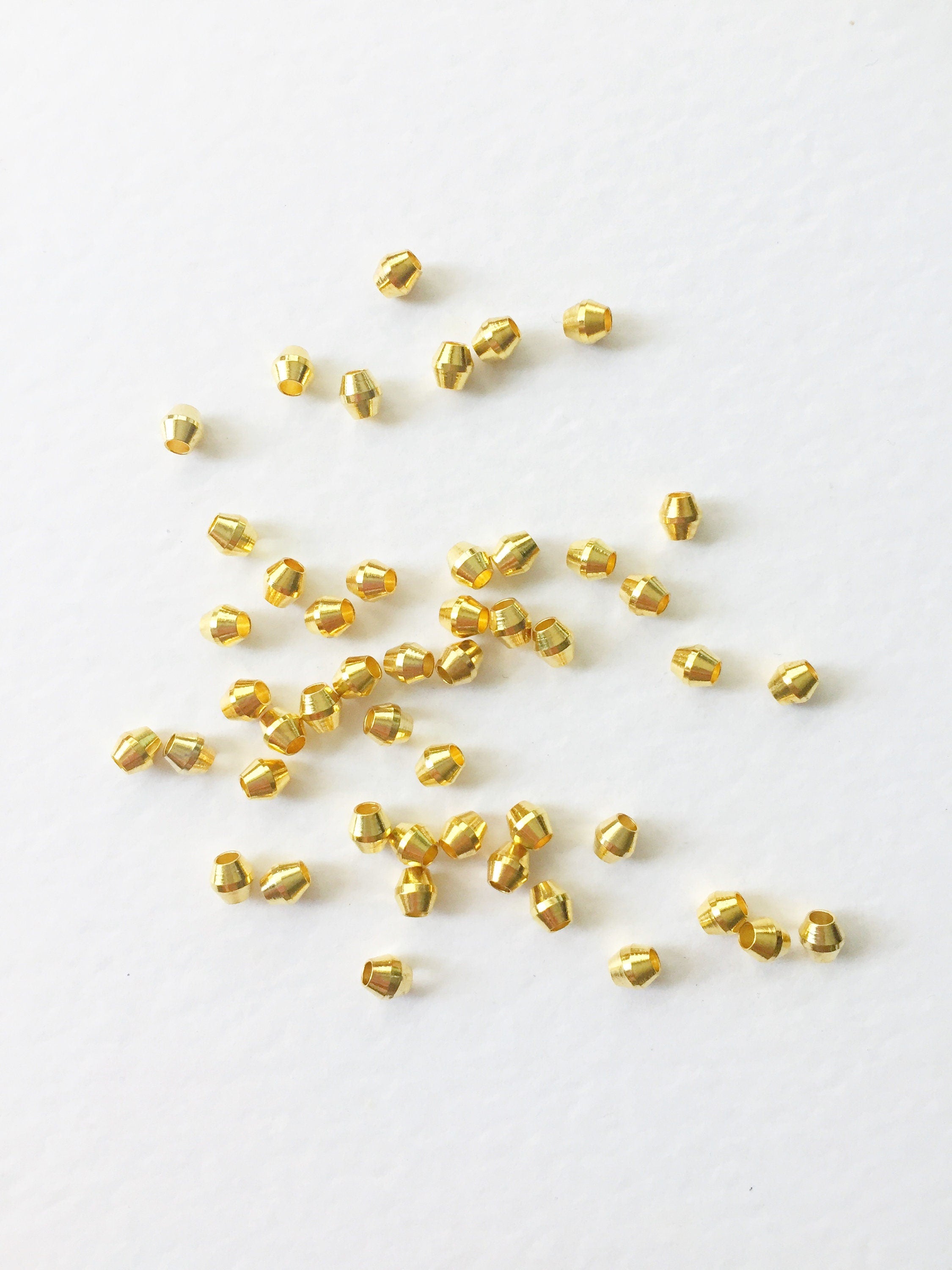 50 x Brass Bicone Spacer Beads Brass Bicone Beads Smooth Bicone Beads Bicone Spacers Gold Bicones Bracelet Beads Jewelry Supply