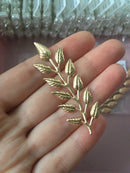 4 x Champagne Gold Laurel Leaf Stamping Leaf Embellishments, 64x21mm