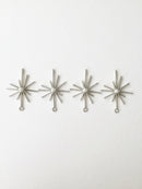 2 x Rhodium Plated Star Pendants with Pearl, 43x32mm Starburst Charms (1689)
